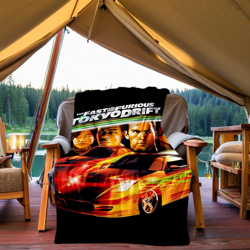 Fast Furious Tokyo Drift Flannel Blanket Super Soft Warm Cozy Blanket for Sofa Bed Office Travel All‑Season Home Decor Gift