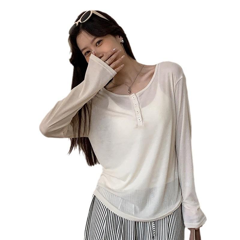 Kadınlar İçin Düğme Detaylı Tencel Uzun Kollu Gömlek Yazlık Günlük Giyim