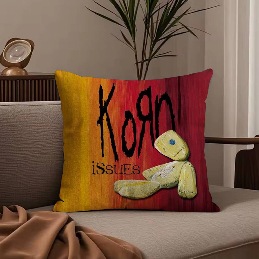Rock Band K-Korn Pillow Case Anti-dustmite Pillowcase Invisible zipper silky short plush Sofa cushion cover
