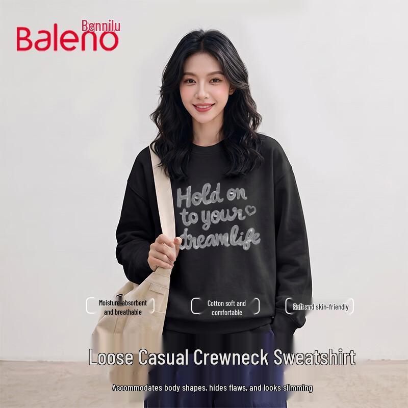 Baleno Women's Cotton Blend Crew Neck Sweatshirt