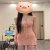 Sexy suspender pink dress woman