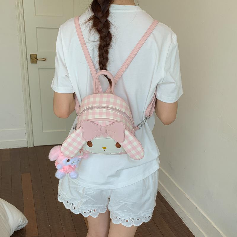 Schoolbag Korean version ins cute pink rabbit backpack female sweet can bow fashion versatile student cute backpack