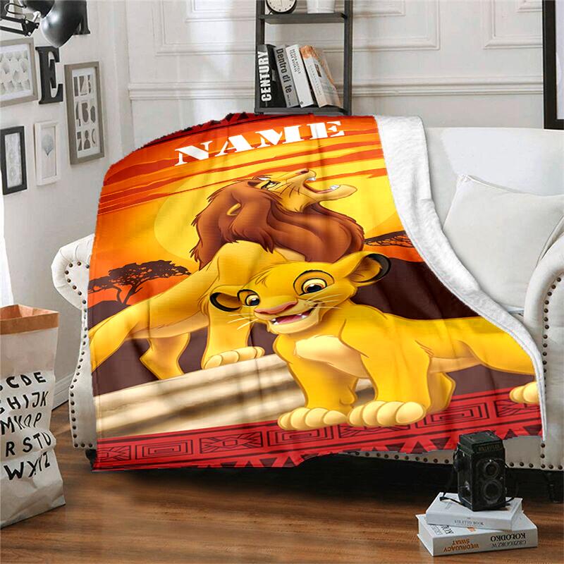 Customiz Name Personality Simba the Lion King Blanket Soft &Warm Sofa Office Bed Travel Lunch Break Blanket, Gift Suitable All Seasons