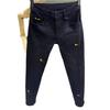 Retro Black Elastic Slim-Fit Jeans for Youth