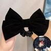2025 Autumn/Winter Velvet Bow Hair Tie - Burgundy Women's Hair Accessory