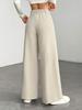 High Waist Corduroy Women's Wide Leg Pants - Casual, Loose, Floor-Length, Solid Color.