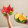 Cute Ceramic Watermelon Bowls Including 6 Fruit Forks Stainless Steel Dessert Cocktail Fork Portable Pastry Utensils Storage Jar
