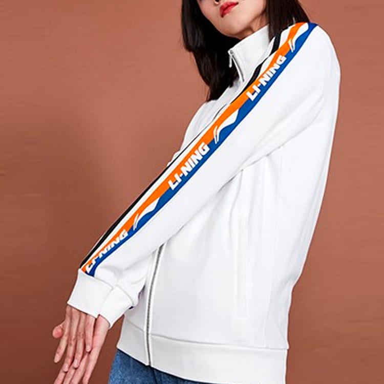 Li Ning Sportmode Kollektion Sweatshirts Unisex Elfenbein Stehkragen Mittlerer Cardigan AWDQ368-4
