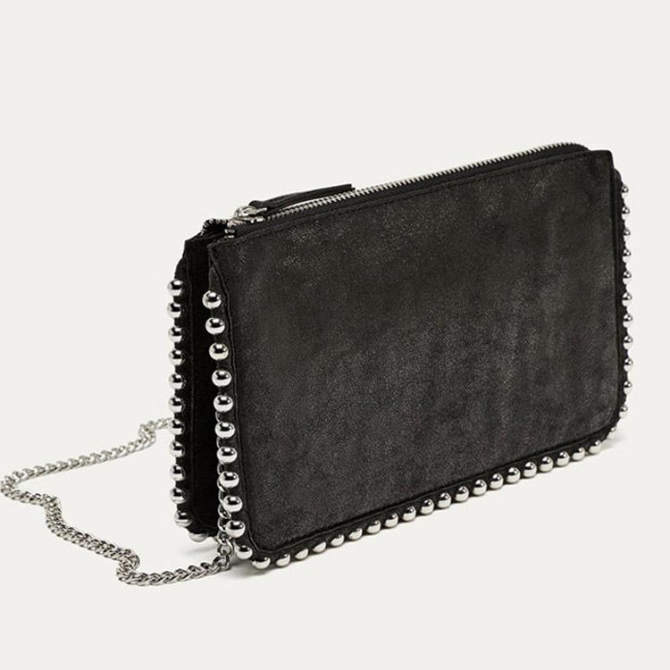 Women Bag PU Flap Fashion Rivet Dark Style Shoulder Bags  Crossbody Euro-America Style Evening Clutch Bag