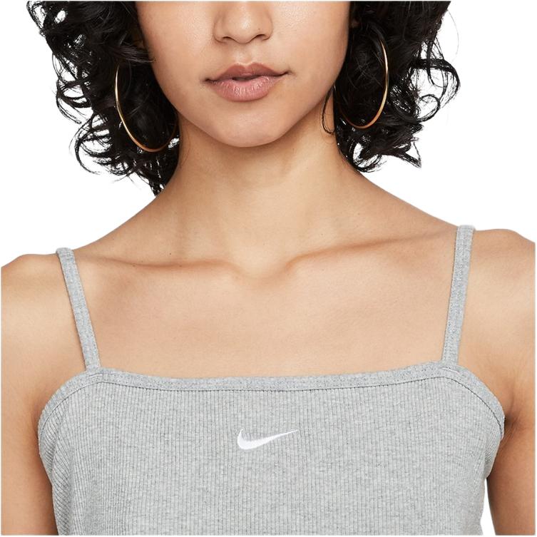 Nike Sportswear Essential 1 Logo Solid Color Crop Tank Top Women Tops Gray DM6738-063