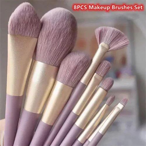 

Набор из 8 мягких пушистых кистей для макияжа: кисти для теней, тональной основы, румян, растушевки фиолетовый