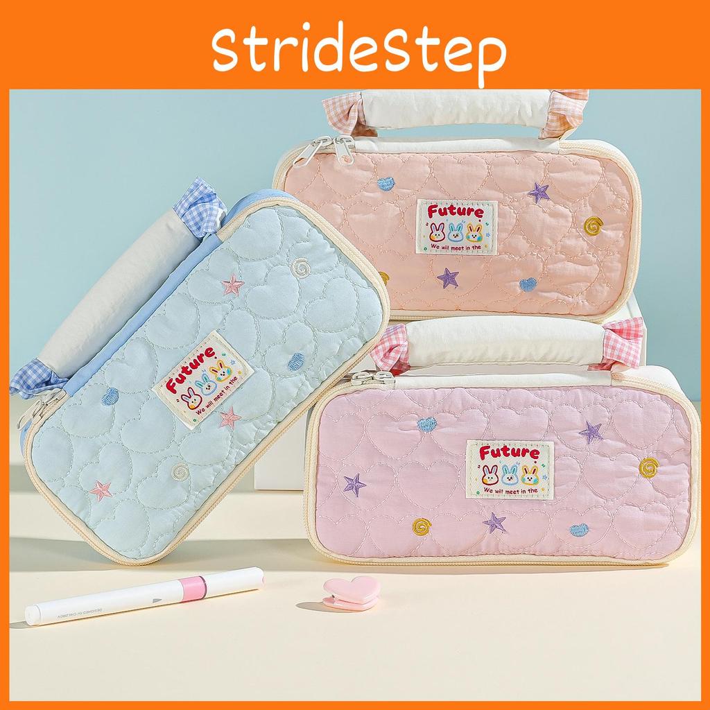 Cute Bunny Dot Pattern Pencil Case With Large Capacity For School And Office Storage