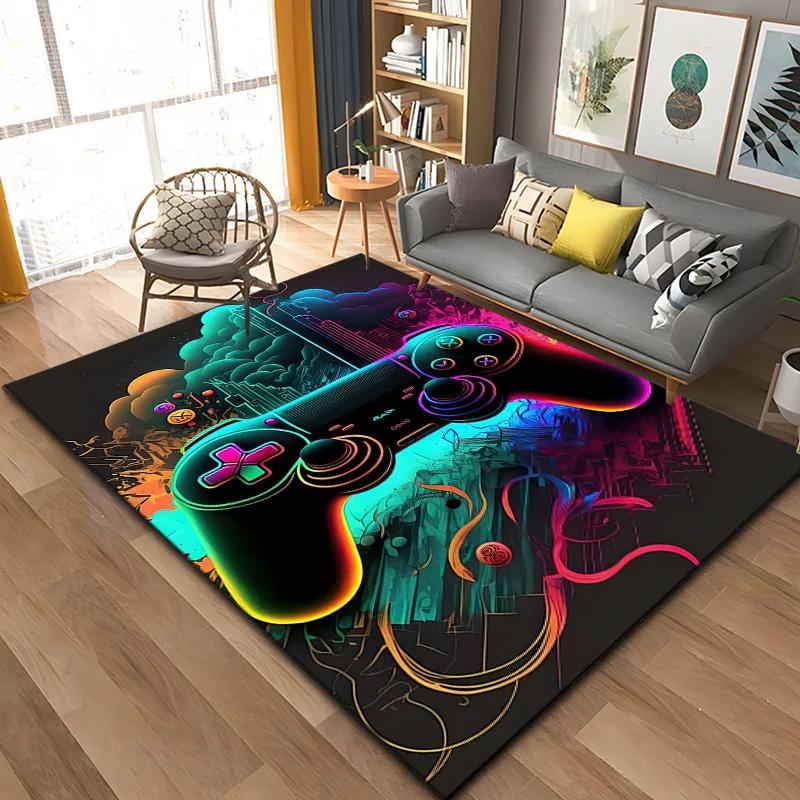 3D 80s Gamer Controller Area Rug Large,Carpet Rug for Living Room Bedroom Kitchen Decoration, carpets for bed room mat home