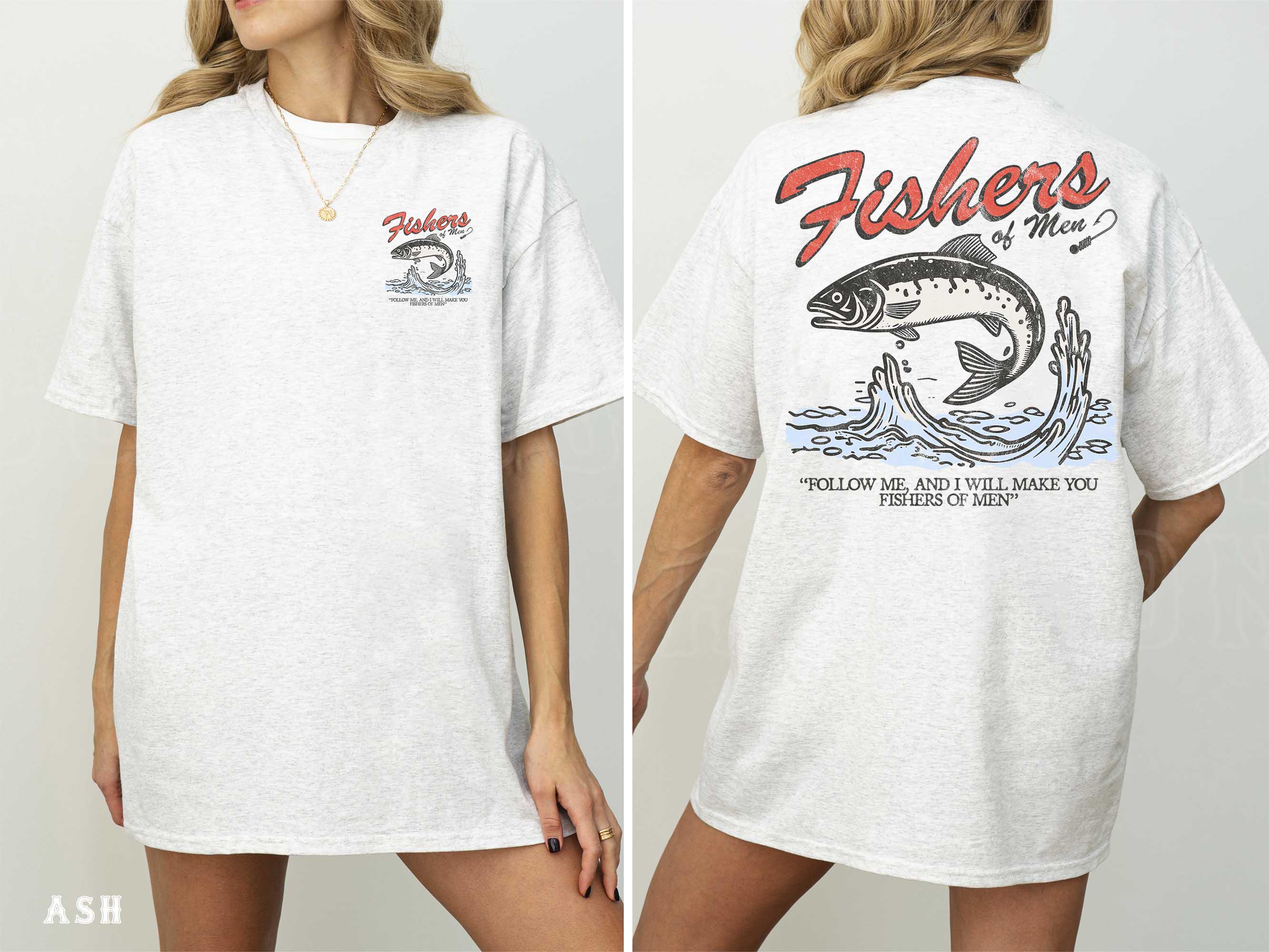 

Футболка «Рыбаки людей» Христианская футболка для рыбалки для мужчин Винтажная футболка с графикой веры Одежда для активного отдыха Иисус Религиозный подарок для него S