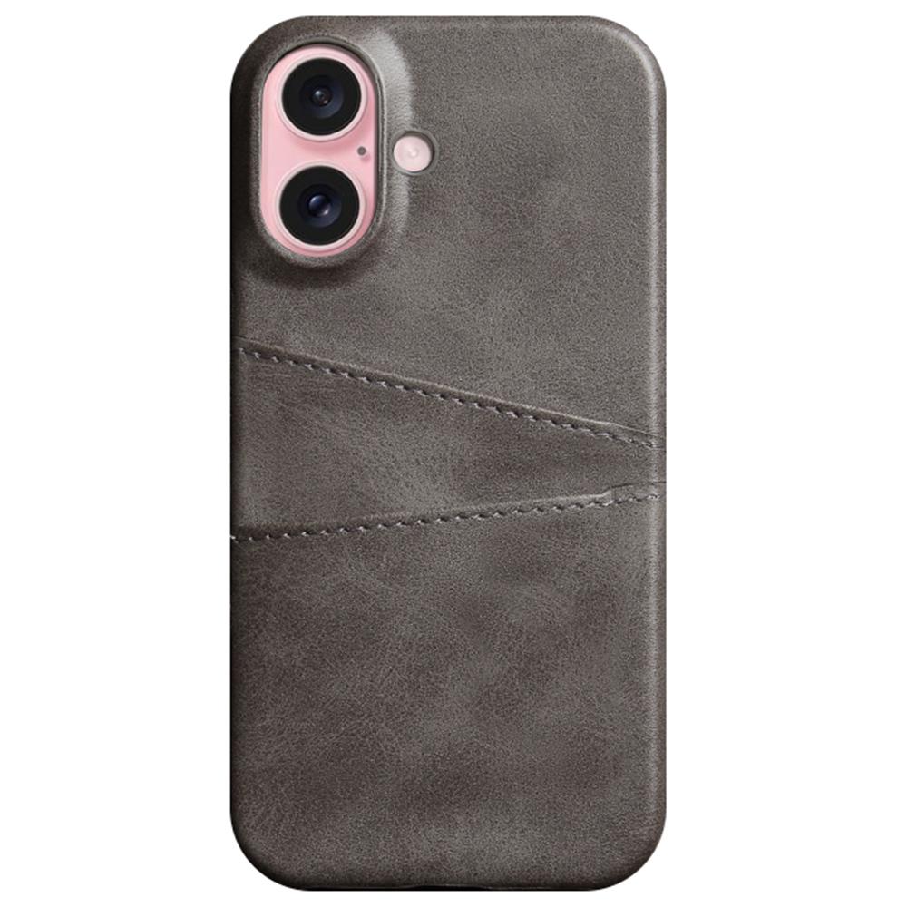 For iPhone 16 Case Dual Card Slots PU Leather + Hard PC Phone Cover