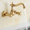 Antique Wall Mounted Basin Faucets Bathroom Black Dual Handles Bathtub Faucet Hot Cold Water Mixer Tap Torneira Do Banheiro Gold