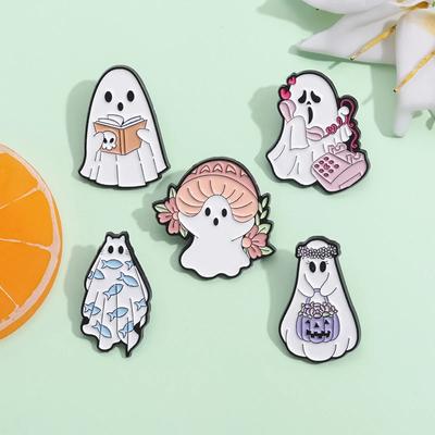 Halloween dýňová boo smaltované pinzetky houbová květinová brož klopě odznak vtipné pevné pinzetky batoh šperky dárek pro přátele