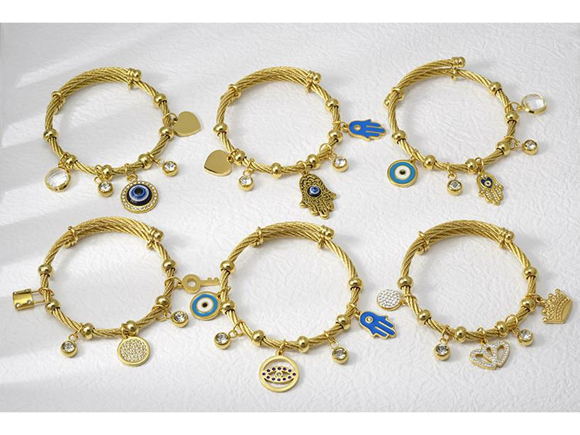 Edelstahl Elastisches Böses Auge Fatima Armband mit Türkischen Islamischen Motiven