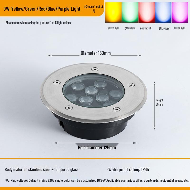 Ultra-Thin Waterproof LED In-Ground Courtyard Spotlight for Garden Decoration