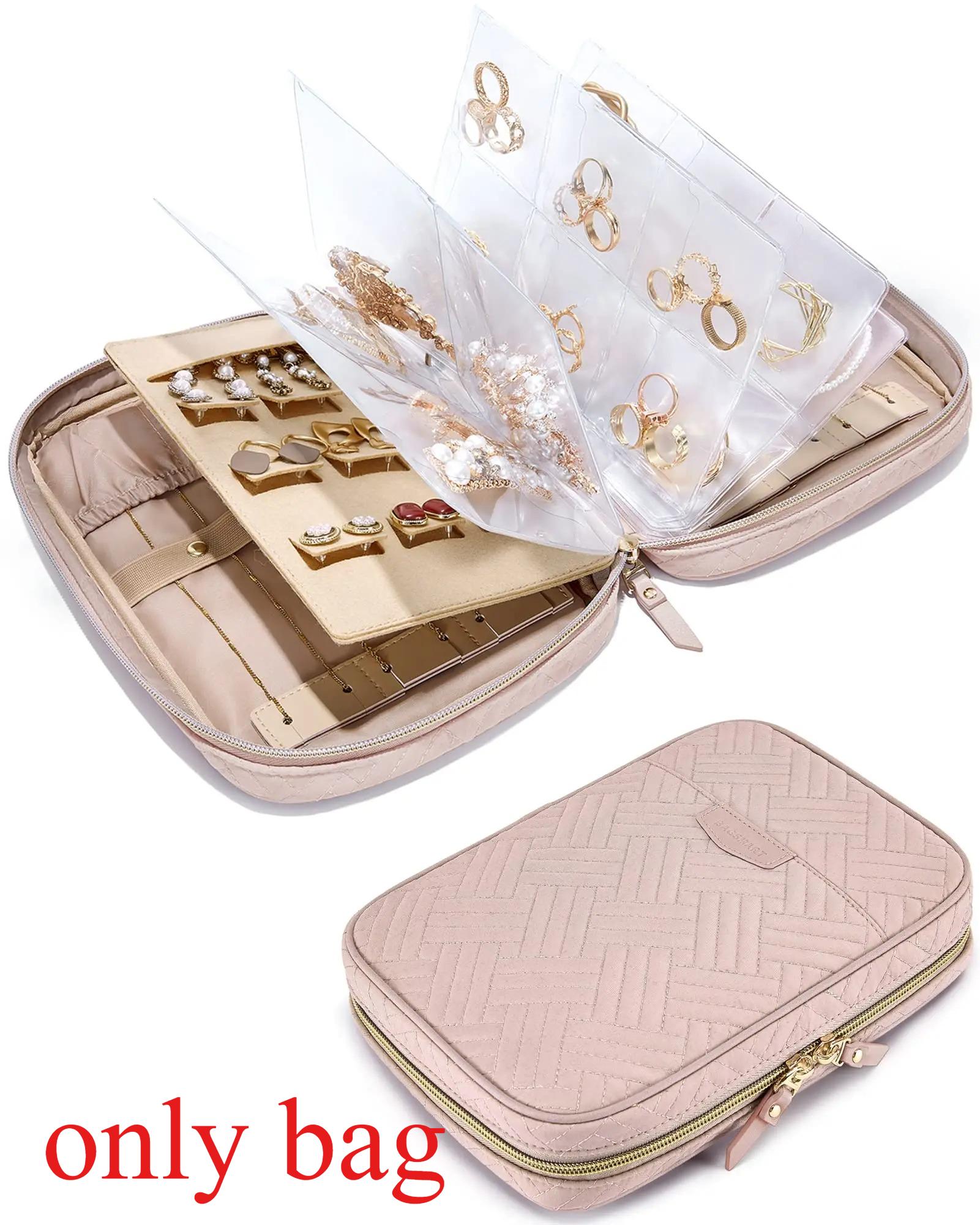 

1pc Jewelry Travel Organizer Case Transparent Jewelry Storage Book Ring Binder Pouch Bag for Necklaces Earrings Rings Bracelets 24x17x5cm