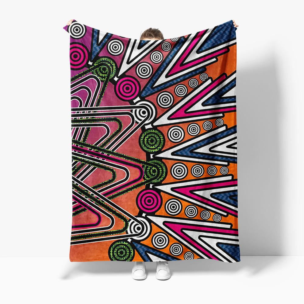 Vibrant Geometric Pattern Blanket for Sofa Bed Travel Camping Living Room Office Conditioning Blanket for All Seasons Gifts