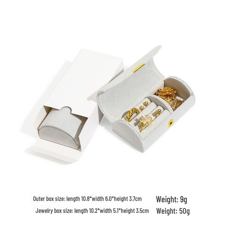 Arched Velvet Jewelry Box: Portable Mini Organizer for Bracelets, Earrings, and Beads