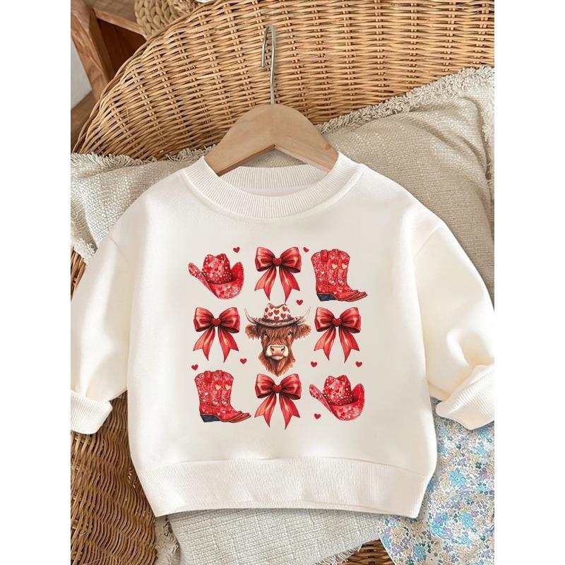 European sizes Cute Print Pattern Sweatshirt for Baby Kids, Comfortable And Easy with a Round Neck