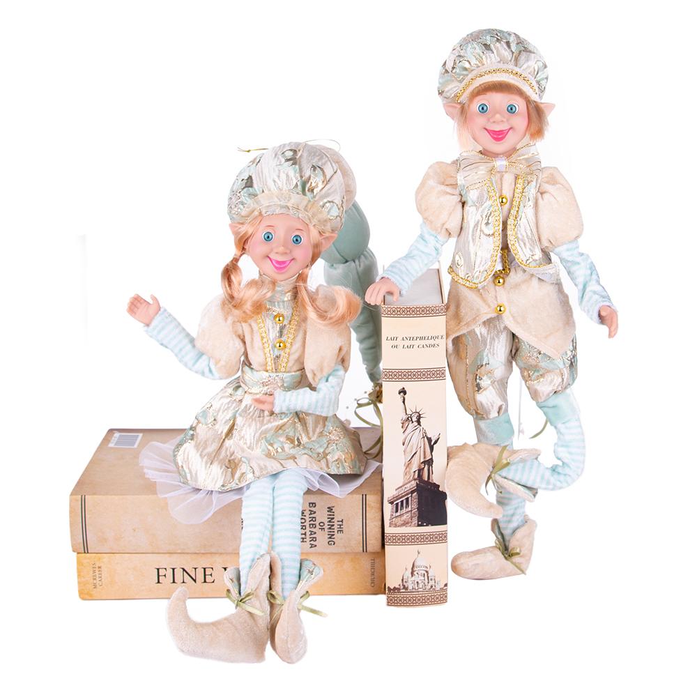 Macaron-colored Christmas Elf Couple Plush Ornament