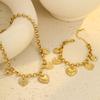 GEMCHIC Women's Gold Tone Heart Pendant Necklace and Bracelet Set Stainless Steel Charm Jewelry