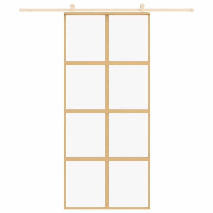 VidaXL Porte Coulissante, Porte Suspendue avec Butoir, Porte avec Panneaux Grange Cuisine Maison Intérieur, Doré Verre Clair 155185