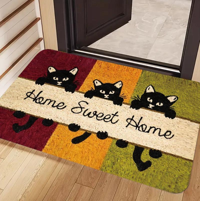 Cute Cat Pattern Entrance Door Mat Welcome Mat Bathroom Kitchen Non-slip Floor Carpet Washable Bedroom Home Decoration Small Rug