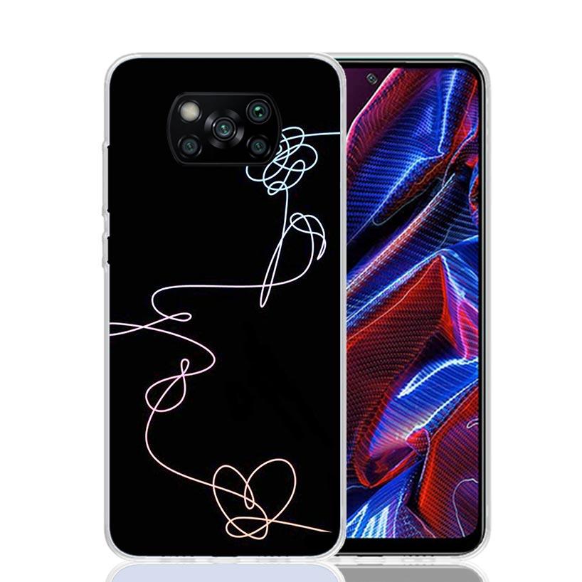 Love Yourself Flower Heart Line Kpop Phone Case For Xiaomi Poco F7 Ultra X7 X6 Pro X5 Redmi 15 15C 13 13C 12 12C 10 10A 10C 9 9A