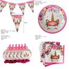 Wreath Unicorn Kids Birthday Party Supplies Delightful Tableware Cups Forks Plates And Napkins