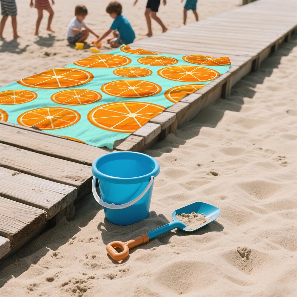 Tropische Orangenscheibe Übergroßes Mikrofaser-Strandtuch Sandfest Schnelltrocknend, Saugfähig für Schwimmbad Reisen Camping