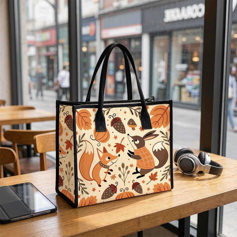 Cute Forest Animal Print Tote Bag Casual Autumn Outdoor Daily Handbag for Women