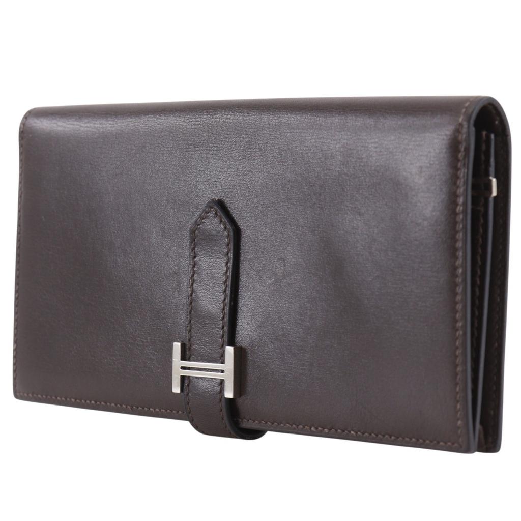 Hermes Beansufla Purse Brown/SilverHardware Box Carf Unisex Used