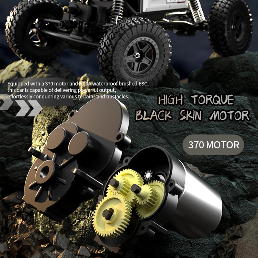 Remote Control Car, 2.4GHz 1:18 Scale 4WD Off Road Rock Crawler Vehicle, Rechargeable Electric Toy with LED Headlights