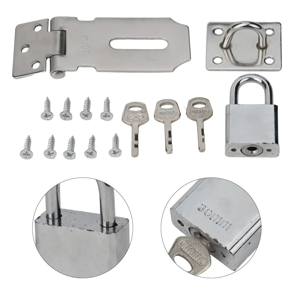Lock Gate Bolt Door Clasp Sliver Staple Gate Door Lock Burglar Proof Door Lock Easy Install Shed Latch Padlock