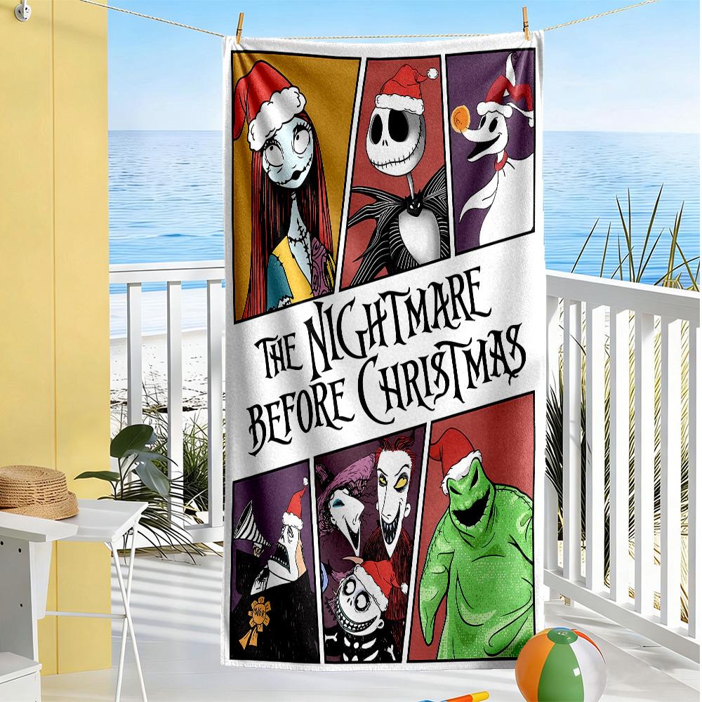 Jack Skellington Beach Towel Soft Durable Quick-Dry Comfortable Lightweight Suitable for Sports, Travel, Swimming, Yoga, Bathroom, Beach, And Pool