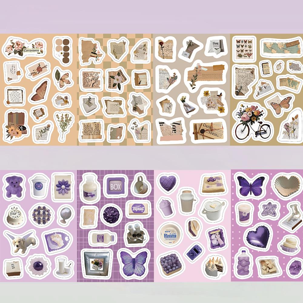 16 INS Simple Fenggu Card Collage Stickers DIY Hand Account Small Card Mobile Phone Case Decoration Korean Style