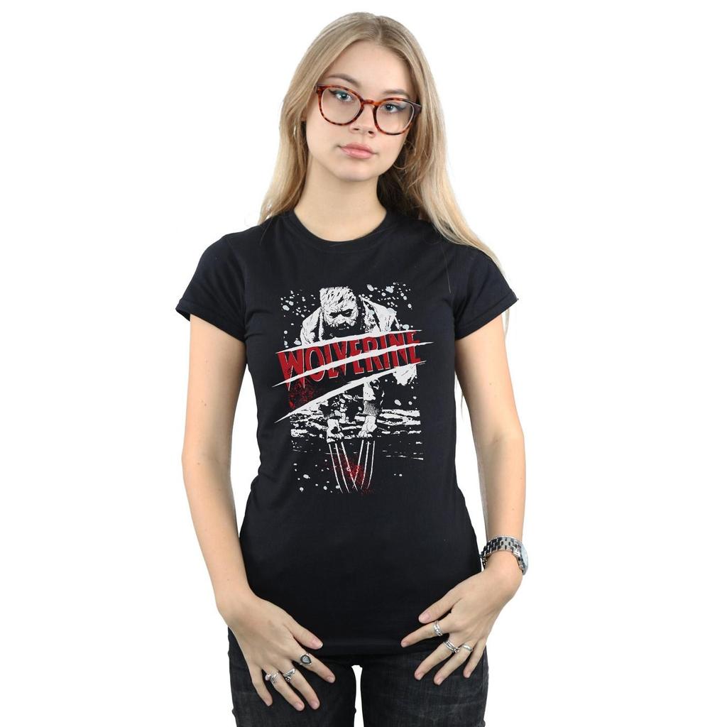 Marvel Womens/Ladies X-Men Split Red Wolverine Cotton T-Shirt