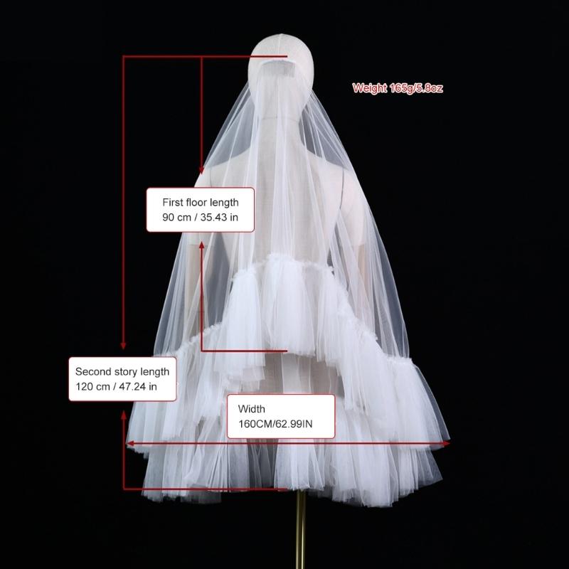 Romantics Short White Veil Light Weight Bride Breathable Veil Adjustable Veils Unique Fashion Accessories