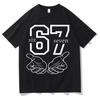 Lustiger 67 Hand Meme Zahlendruck Unisex Damen Kurzarm T-Shirt Mode T-Shirts Rundhals Ästhetische Oberteile Heißer Verkauf Streetwear