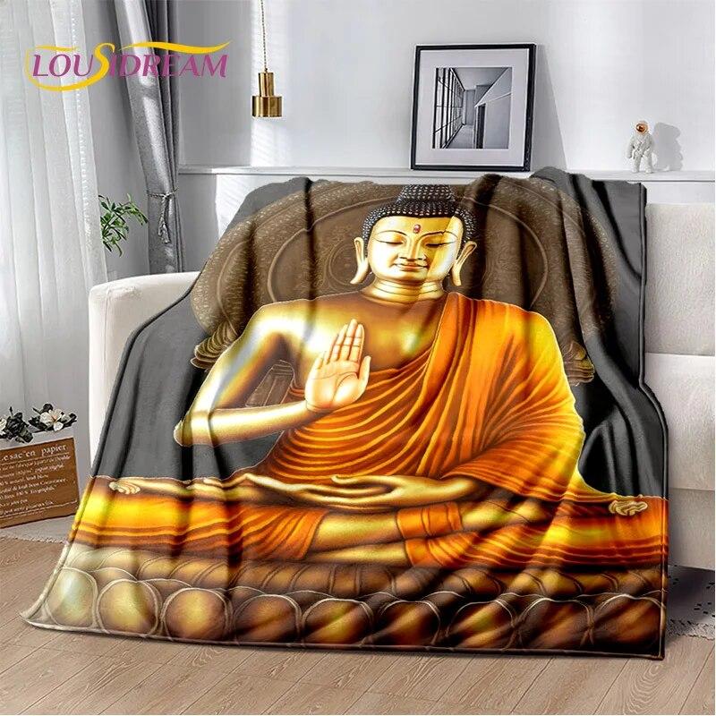 HD Buddha Buddhismus Víra Meditující Náboženství Sakyamuni Bodhisattva Modlitební deka Měkká deka pro domácí postele Pohovka Kid