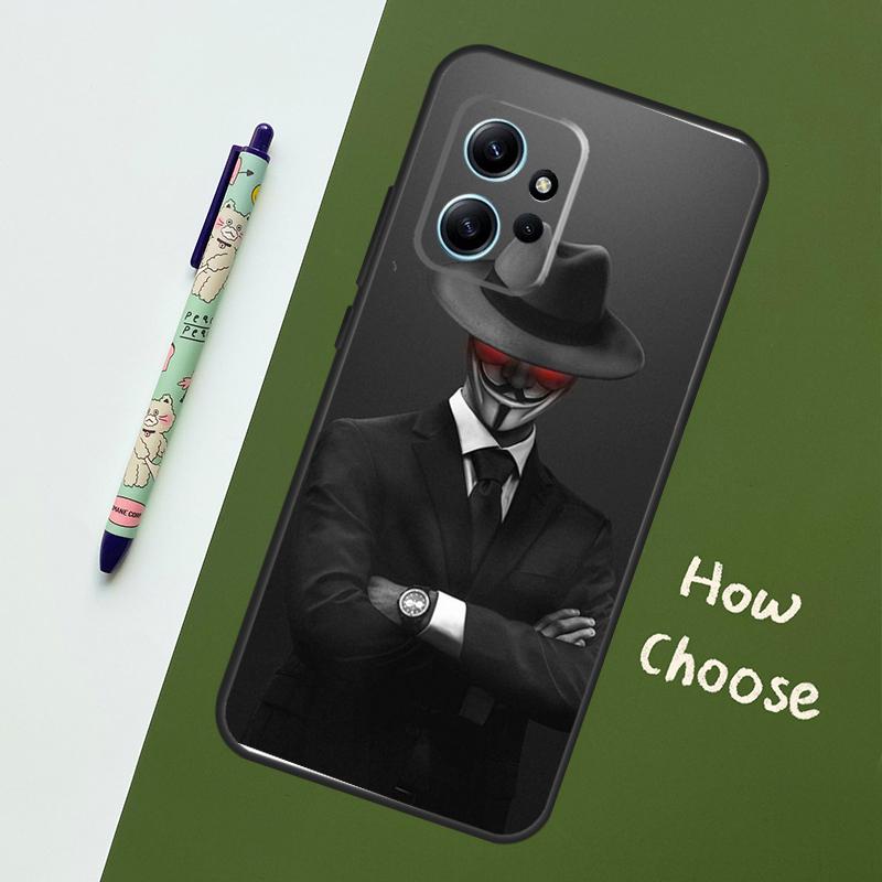 Man Suit Shirt Tie Case For Xiaomi Redmi Note 11 12 10 Pro 8 9 Note 12S 11S 9S 10S Redmi 12C 9C 10C 12 Cover