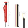 1Pc Pen+1 Box Refill Solid Carpenter Pencil with Refill Leads and Built-in Sharpener for Deep Hole Mechanical Pencil Marker