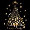 Golden Star Christmas Tree Glass Decal Sticker