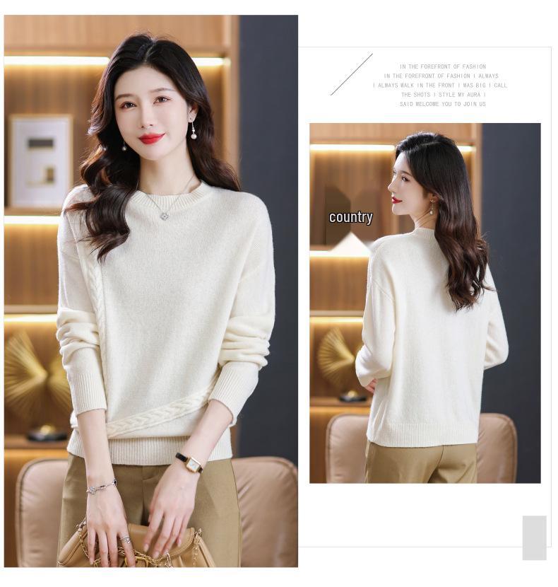 HYY Pure Wool Women's Casual Round Neck Sweater - Warm Knitted Cashmere for Autumn/Winter with Free Shipping & Returns