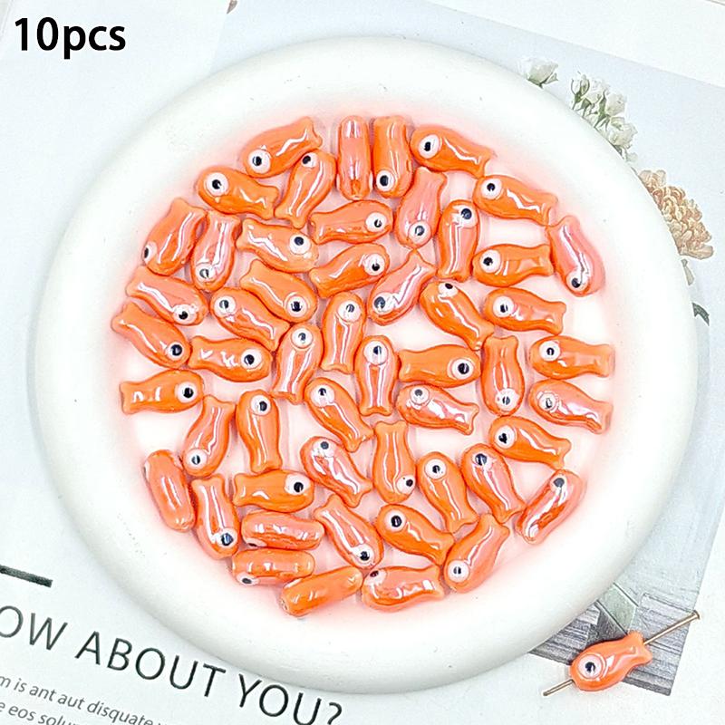 10Pcs Little Fish Ceramic Beads Diy Necklace Earrings Jewelry Accessories Pendants Loose Beads For Crafting