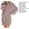 Comfortable Women Fall Outfits Mini Oversized Sweater Dress Long Sleeve Round Neck Knit Pullover Solid Color Tunic Dress Top Winter Loose